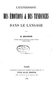 Cover of: L' expression des émotions & des tendances dans le langage