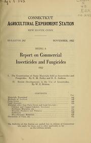 Cover of: Report on commercial insecticides and fungicides, 1922