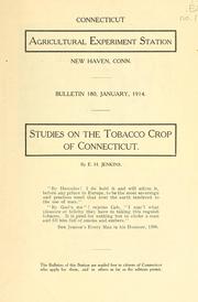 Cover of: Studies on the tobacco crop of Connecticut