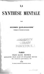 Cover of: La synthèse mentale