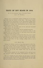 Cover of: Tests of soy beans, 1916