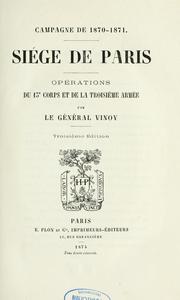 Cover of: Siège de Paris: opérations du 13e corps et de la torisième armée
