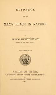 Cover of: Evidence as to man's place in nature