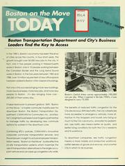Cover of: Boston on the move today: Boston transportation department and city's business leaders find the key to access