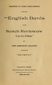 Cover of: Sequence of thirty-one sonnets entitled "'English bards and Scotch reviewers,' up-to-date,"