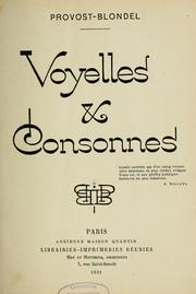 Cover of: Voyelles et consonnes by Provost-Blondel