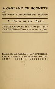 Cover of: A garland of sonnets by Craven Langstroth Betts