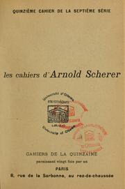 Les cahiers d'Arnold Scherer by Arnold Scherer