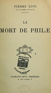 Cover of: La Mort de Philae \