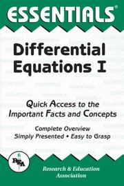 Cover of: Essentials of Differential Equations, 1 (Essentials)