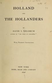 Cover of: Holland and the Hollanders by David Storrar Meldrum