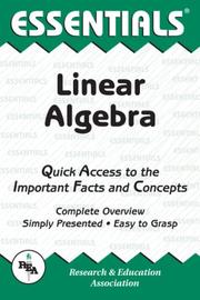 Cover of: The Essentials of linear algebra