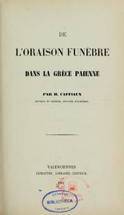 Cover of: De l'oraison funèbre dans la Grèce païenne