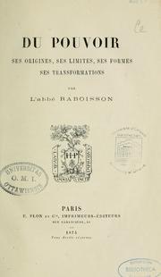 Cover of: Du pouvoir by Pierre Auguste Raboisson