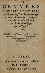Cover of: Les Oeuvres morales et meslees