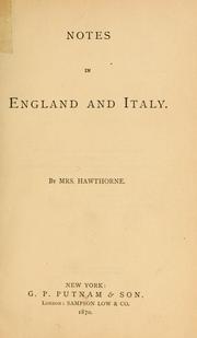Cover of: Notes in England and Italy