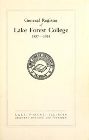 Cover of: General Register of Lake Forest College, 1857-1914 by Lake Forest College