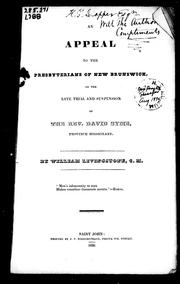 Cover of: An Appeal to the Presbyterians of New Brunswick on the late trial and suspension of the Rev. David Syme, province missionary | William Livingstone