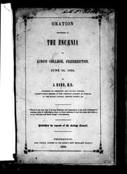 Cover of: Oration delivered at the encaenia in King's College, Fredericton, June 24, 1852