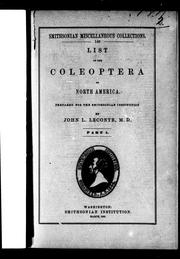 Cover of: List of the coleoptera of North America
