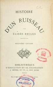 Cover of: Histoire d'un ruisseau by Élisée Reclus