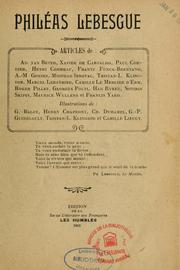 Cover of: Philéas Lebesgue: articles