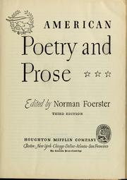 Cover of: American poetry and prose