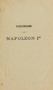 Cover of: L'Allemagne sous Napoléon 1er: (1804-1811)