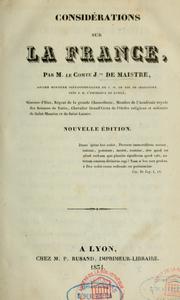 Cover of: Considérations sur la France by Joseph Marie de Maistre