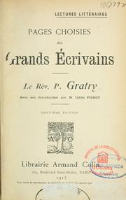 Cover of: Pages choisies des grands ecrivains: le Rev. P. Gratry