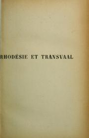 Cover of: Rhodésie et Transvaal by Albert Bordeaux, Albert Bordeaux