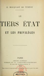 Cover of: Le tiers état et les privilèges.
