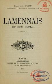 Cover of: Lamennais et son école by Antoine Ricard