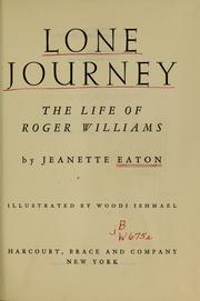 Cover of: Lone journey: the life of Roger Williams