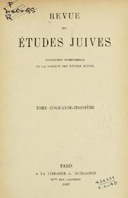 Cover of: Revue des études juives: Publication trimestrielle de la Société des Études Juives