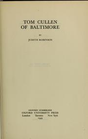 Cover of: Tom Cullen of Baltimore. by Judith Robinson