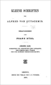 Cover of: Kleine Schriften von Alfred von Gutschmid by Alfred von Gutschmid, Franz Rühl