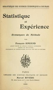 Cover of: Statistique et expérience: remarques de méthode