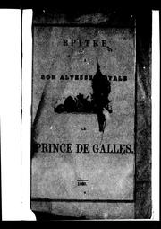 Cover of: Épître à Son Altesse Royale le prince de Galles