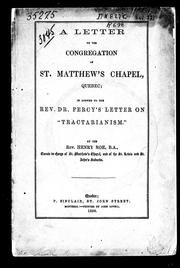 A letter to the congregation of St. Matthew's Chapel, Quebec by Henry Roe