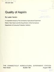 Cover of: Quality of aspirin by Lester Hankin, Lester Hankin