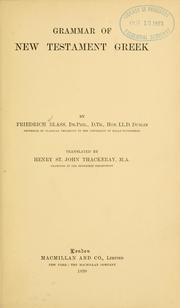Cover of: Grammar of New Testament Greek by Friedrich Wilhelm Blass