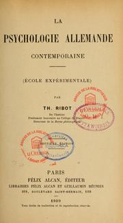 Cover of: La psychologie allemande contemporaine (école expérimentale)