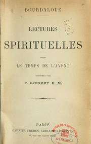 Cover of: Lectures spirituelles pour le temps de l'avent disposées