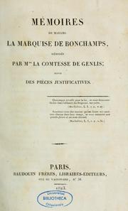 Cover of: Mémoires de Madame la marquise de Bonchamps