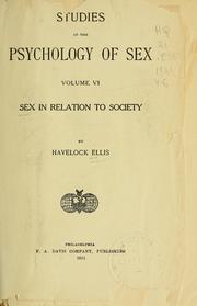 Cover of: Studies in the psychology of sex