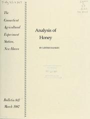 Cover of: Analysis of honey