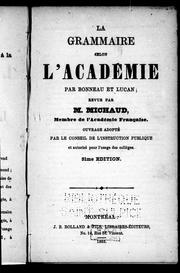 Cover of: La grammaire selon l'Académie