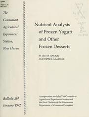 Cover of: Nutrient analysis of frozen yogurt and other frozen desserts