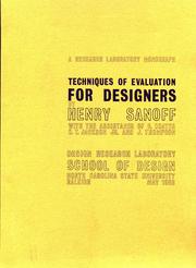 Cover of: Techniques of evaluation for designers. | Henry Sanoff